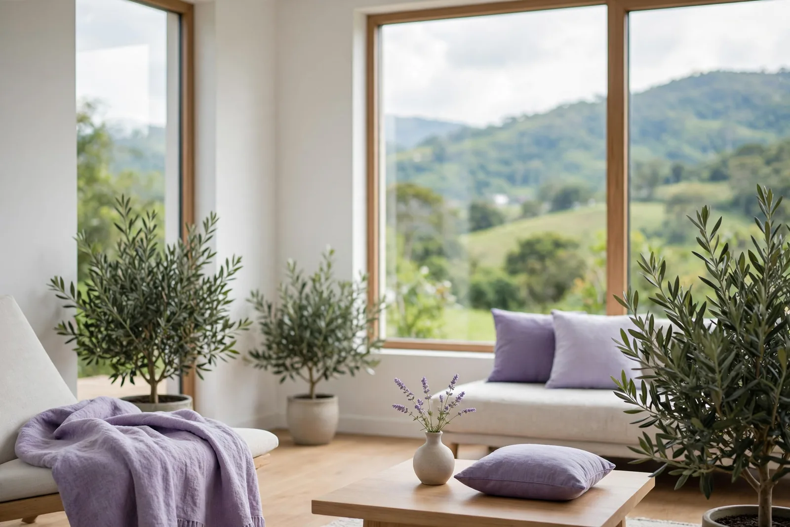 A bright new living room with plants